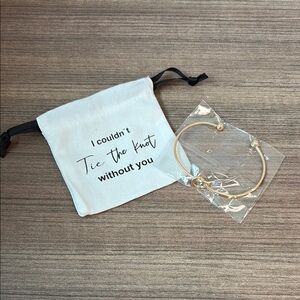 Gold "I Couldn't Tie the Know Without You" Bridesmaid Bracelet w/ Keepsake Bag